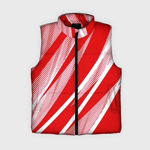 Женский жилет Красно-белый абстракция с полосами / 3D-Красный – фото 1