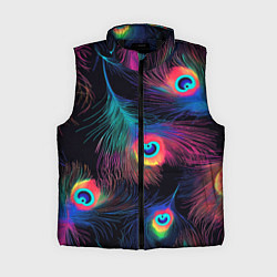 Женский жилет Павлиньи перья - разные оттенки, цвет: 3D-черный