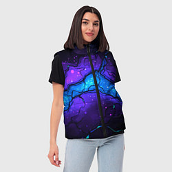 Женский жилет Синяя звездная полоса в плите текстура, цвет: 3D-черный — фото 2