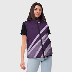 Женский жилет Фиолетовый абстрактный с полосой, цвет: 3D-черный — фото 2