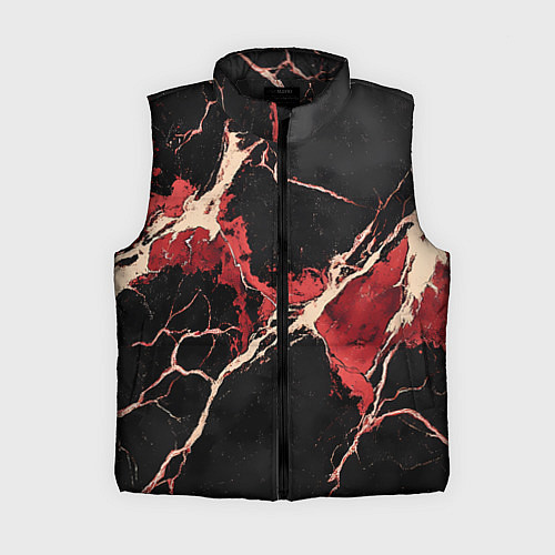 Женский жилет Красно-черная потертая текстура / 3D-Черный – фото 1