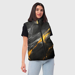 Женский жилет Серая текстура с золотым разломом, цвет: 3D-черный — фото 2