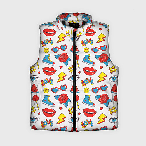 Женский жилет Паттерн с яркими молодежными стикерами / 3D-Черный – фото 1
