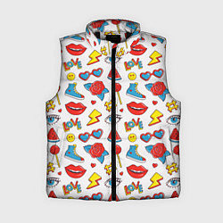 Женский жилет Паттерн с яркими молодежными стикерами