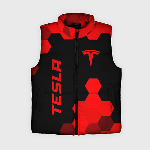 Женский жилет Tesla - red gradient вертикально / 3D-Черный – фото 1