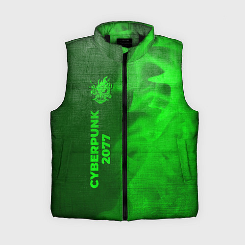 Женский жилет Cyberpunk 2077 - green gradient по-вертикали / 3D-Черный – фото 1