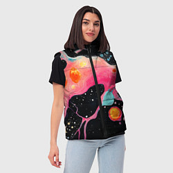 Женский жилет Розовая текстура в черном, цвет: 3D-красный — фото 2