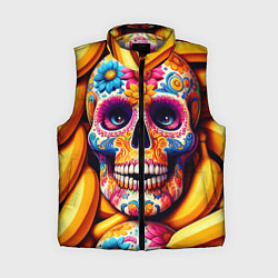 Женский жилет Цветочный череп среди бананов - нейроарт, цвет: 3D-светло-серый