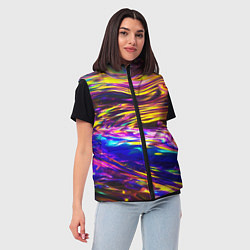 Женский жилет Неоновые полосы текстура, цвет: 3D-светло-серый — фото 2