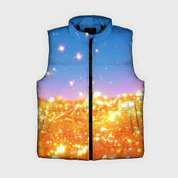 Женский жилет Золотые шарики на голубом фоне