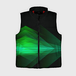 Женский жилет Неоновая зеленая абстракция на черном фоне