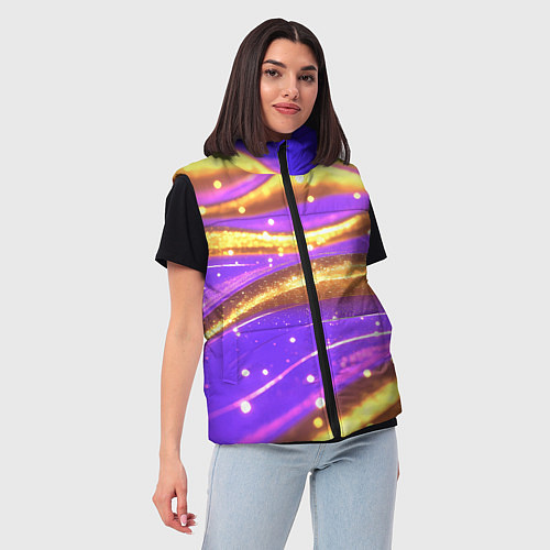 Женский жилет Блестящая волнистая текстура / 3D-Красный – фото 3