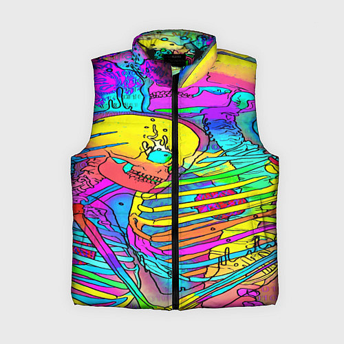 Женский жилет Черепа неоновые краски / 3D-Черный – фото 1