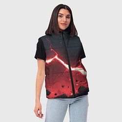 Женский жилет Красная молния на черной текстуре, цвет: 3D-светло-серый — фото 2