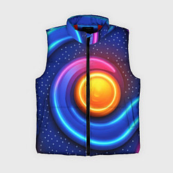 Женский жилет Оранжевый круг и голубые линии текстура