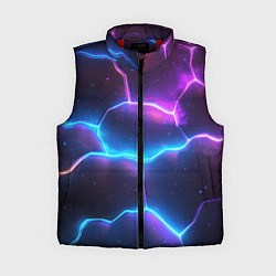 Женский жилет Синие и фиолетовые молнии в разломе