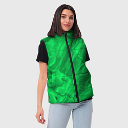 Женский жилет Зелёный малахитовый абстракция камень, цвет: 3D-черный — фото 2
