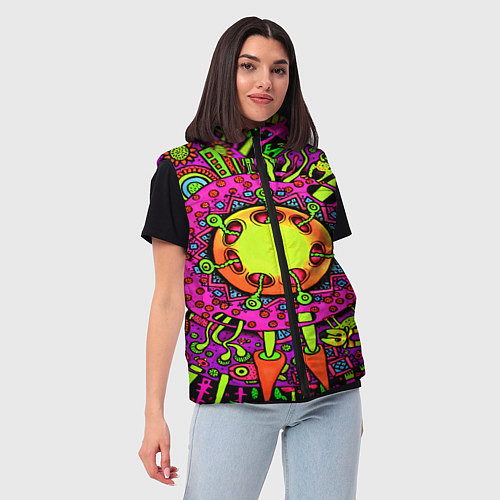 Женский жилет Кислотные грибы оптические / 3D-Красный – фото 3