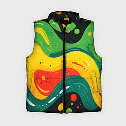 Женский жилет Желто-зеленая краска текстура, цвет: 3D-черный