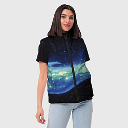 Женский жилет Синяя волна с зеленым оттенком на черном, цвет: 3D-черный — фото 2