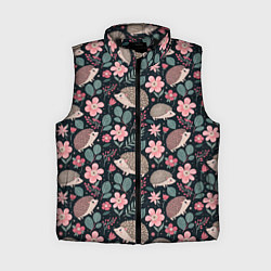 Женский жилет Ёжики в цветах, цвет: 3D-черный