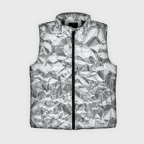 Женский жилет Серебряная фольга - мятая текстура / 3D-Черный – фото 1