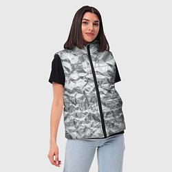 Женский жилет Серебряная фольга - мятая текстура, цвет: 3D-черный — фото 2