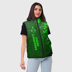 Женский жилет Assassins Creed - green gradient по-вертикали, цвет: 3D-черный — фото 2