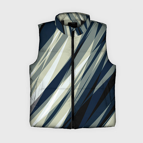 Женский жилет Синий с оливковым диагональные полосы / 3D-Черный – фото 1