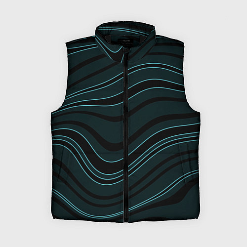 Женский жилет Тёмный синий волнистые полосы / 3D-Черный – фото 1