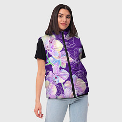 Женский жилет Японские акварельные орхидеи, цвет: 3D-черный — фото 2