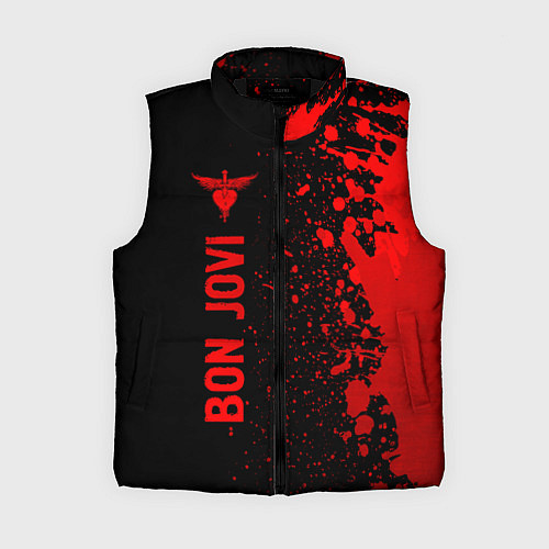 Женский жилет Bon Jovi - red gradient по-вертикали / 3D-Черный – фото 1