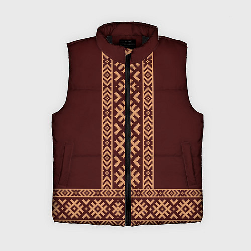 Женский жилет Золотой узор на бордовом - вышиванка рубаха / 3D-Черный – фото 1