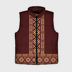 Женский жилет Золотой узор на бордовом - вышиванка рубаха
