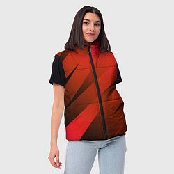 Женский жилет Красно-коричневый абстрактные полосы, цвет: 3D-черный — фото 2