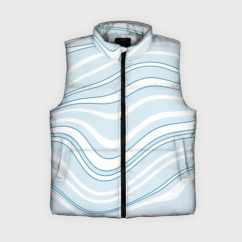 Женский жилет Светлый бело-голубой волнистые полосы / 3D-Светло-серый – фото 1