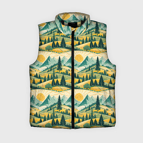 Женский жилет Горные пейзажи ретро стиль / 3D-Черный – фото 1