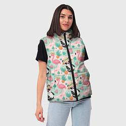Женский жилет Панда фламинго лето ананас, цвет: 3D-черный — фото 2