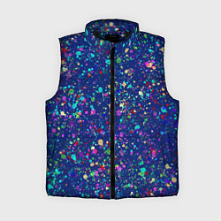 Женский жилет Синий с разноцветными брызгами, цвет: 3D-черный