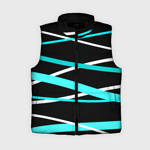 Женский жилет Чёрный с бело-голубыми полосами / 3D-Черный – фото 1