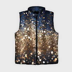 Женский жилет Золотые блестки на черно-синем фоне, цвет: 3D-черный
