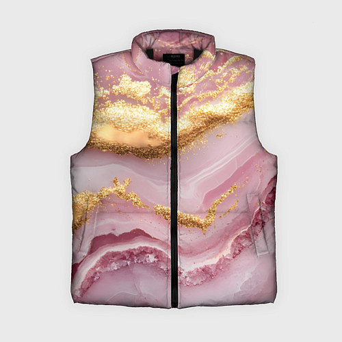 Женский жилет Золотая объемная текстура на розовом / 3D-Черный – фото 1