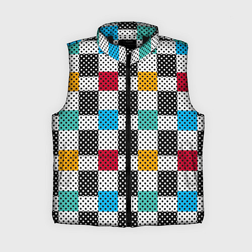 Женский жилет Узор в горошек пэчворк разноцветный / 3D-Черный – фото 1