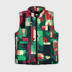 Женский жилет Абстракция красно-зелёный геометричный