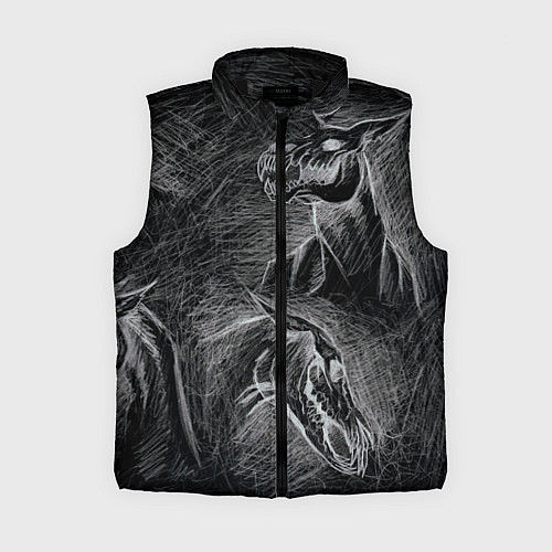 Женский жилет Черепа лошадей - эскиз / 3D-Черный – фото 1
