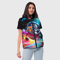 Женский жилет Том и Джерри летят в ракете - нейроарт, цвет: 3D-черный — фото 2