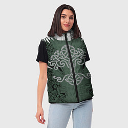 Женский жилет Древние руны и древо жизни с крыльями, цвет: 3D-черный — фото 2