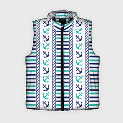 Женский жилет Морской орнамент с якорями и полосками