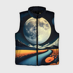 Женский жилет Луна и маки, цвет: 3D-черный