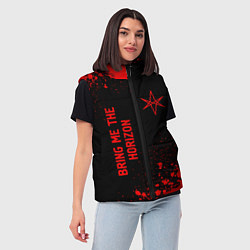 Женский жилет Bring Me the Horizon - red gradient вертикально, цвет: 3D-черный — фото 2